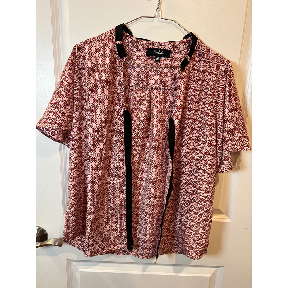 Lipslide Womens Blouse Geometric Print Red XL